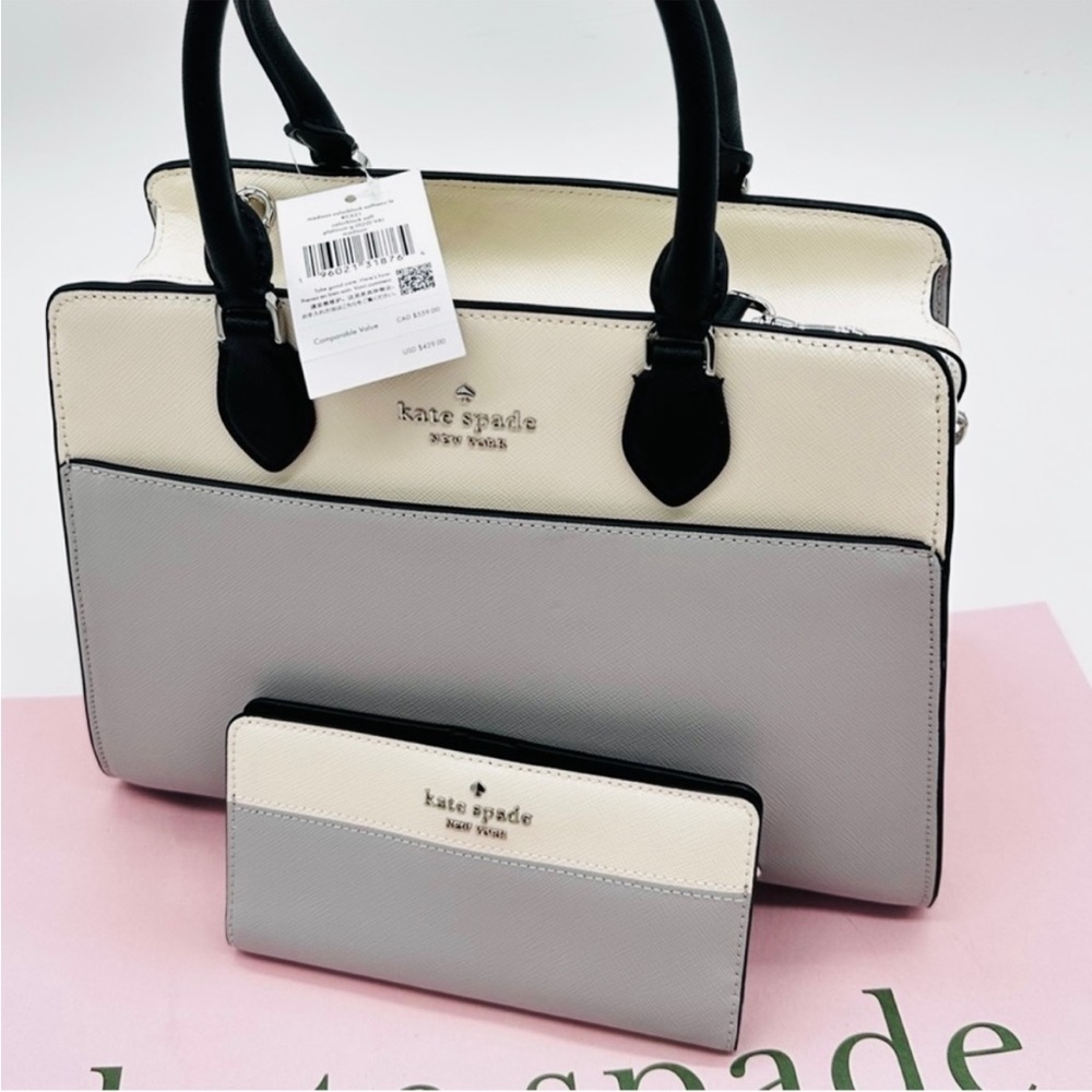 Kate Spade Madison Saffiano Leather Medium Satchel Bag& Large Slim Bifold
Wallet - Picture 5 of 15